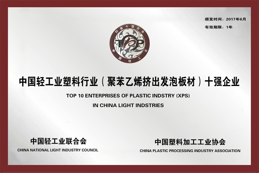 中國輕工業(yè)塑料行業(yè)十強企業(yè)